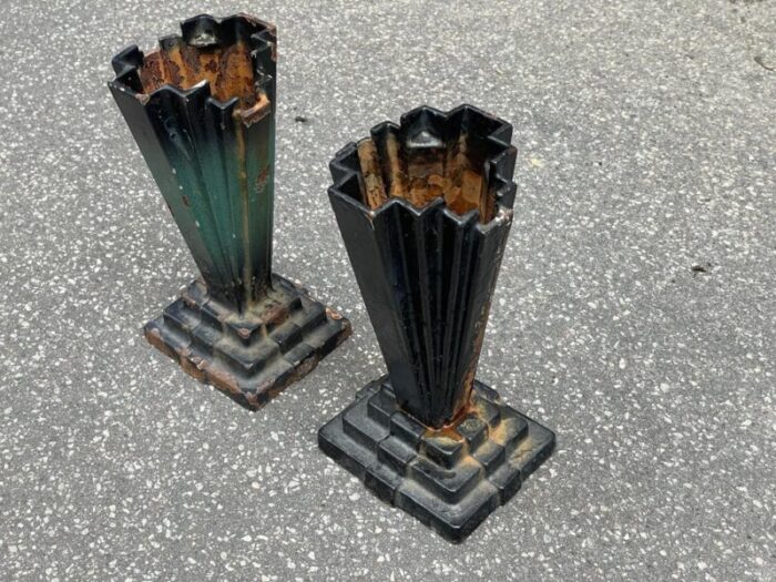 art deco swedish mortuary vases in cast iron 1923 set of 2 7