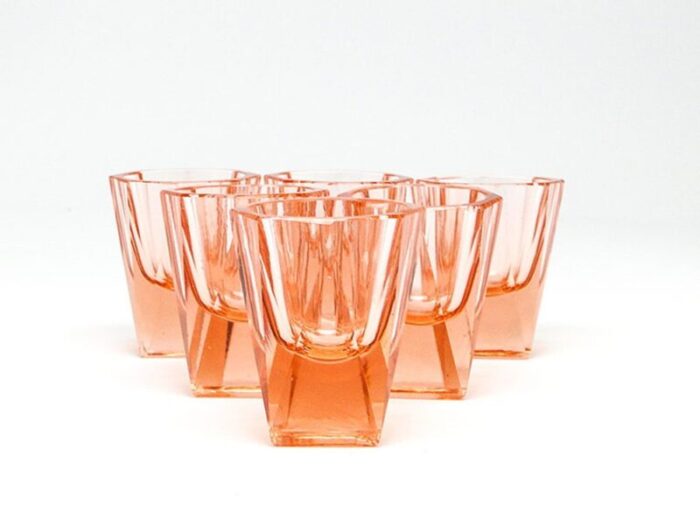 art deco vodka glasses former czechslovakia 1930s set of 6 1