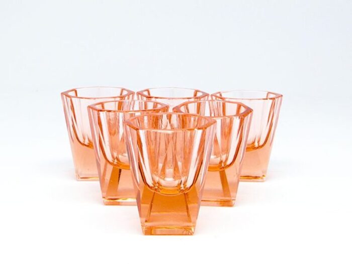 art deco vodka glasses former czechslovakia 1930s set of 6 11