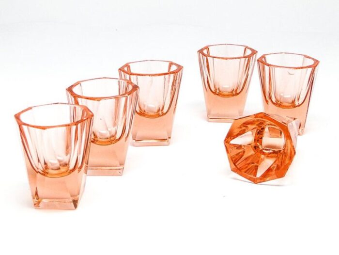 art deco vodka glasses former czechslovakia 1930s set of 6 7