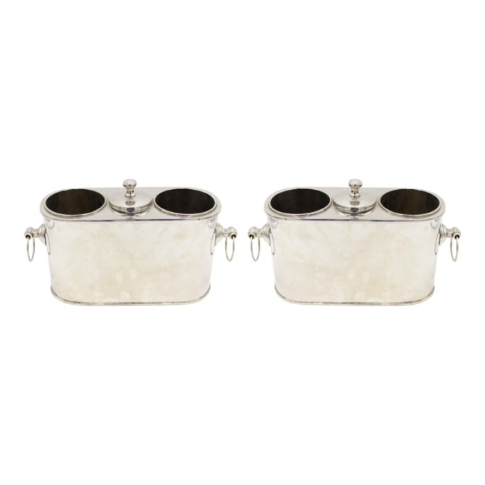 art moderne nickel plate wine coolers a pair 9406