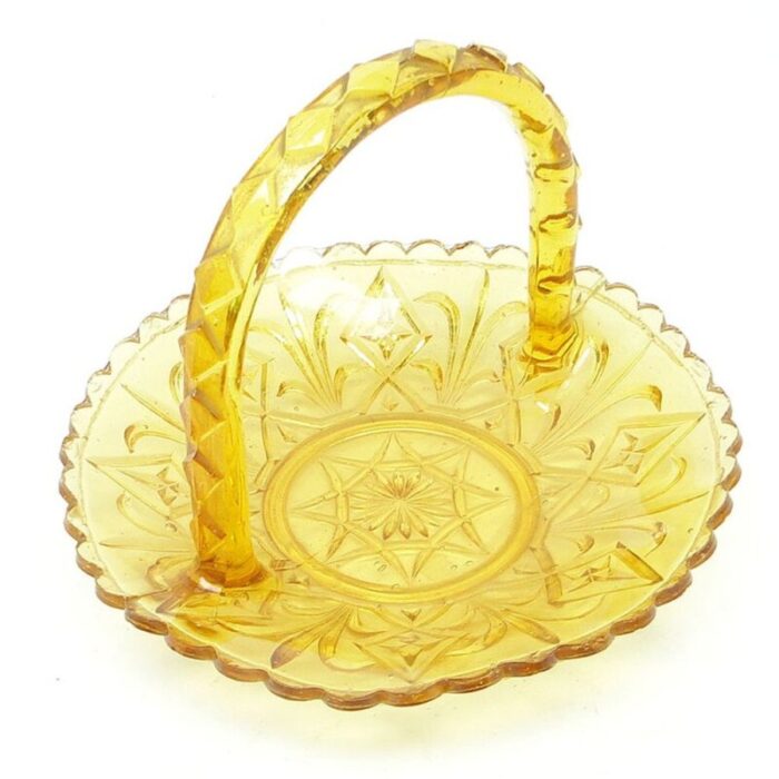 art nouveau basket from zabkowice glassworks poland 1930s 1