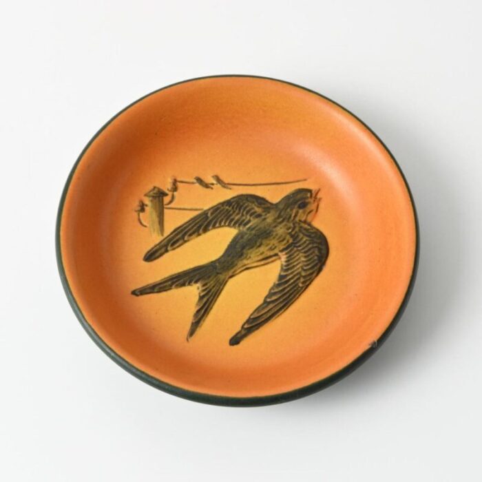 art nouveau danish plate with swallow from ipsen 1920s 1