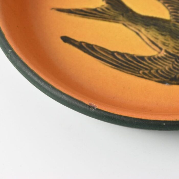 art nouveau danish plate with swallow from ipsen 1920s 6