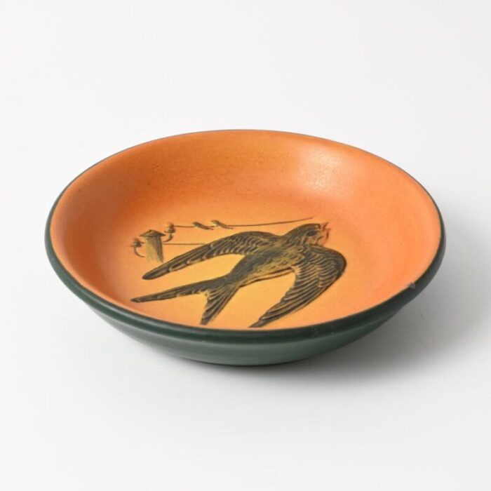 art nouveau danish plate with swallow from ipsen 1920s 7