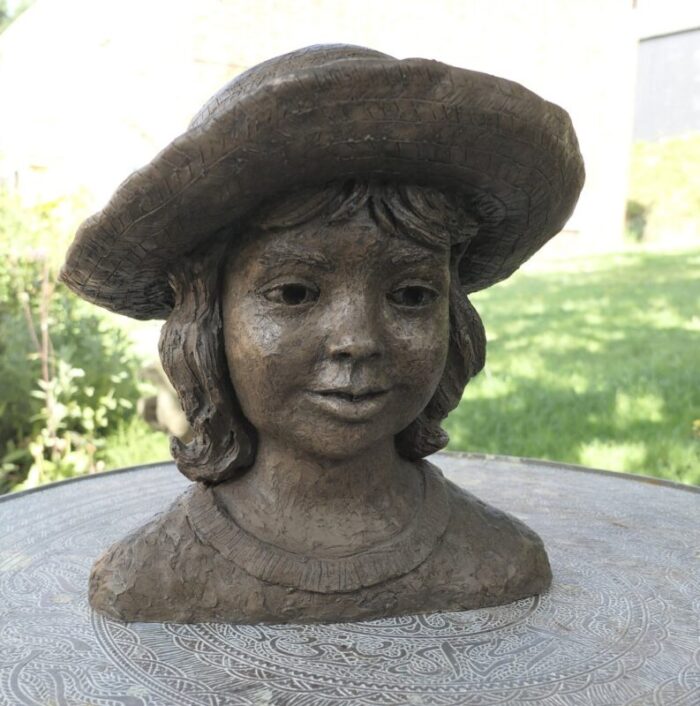 artist s model bust of a young girl in a panama hat 1960s 1