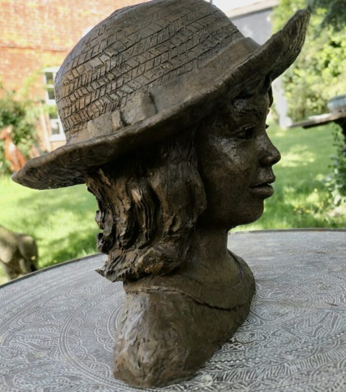 artist s model bust of a young girl in a panama hat 1960s 4