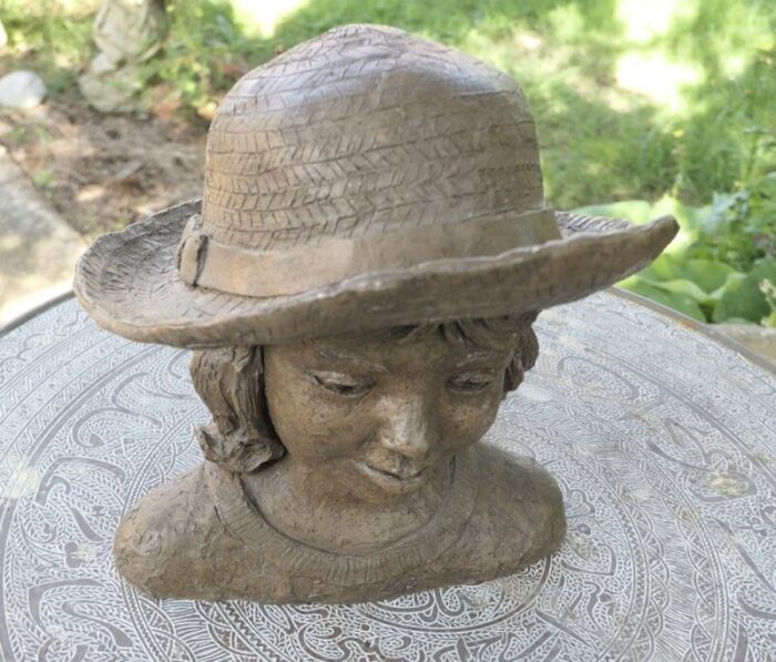 artist s model bust of a young girl in a panama hat 1960s 6