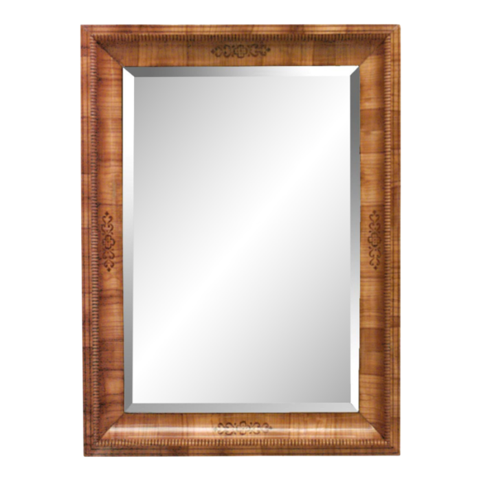 austrian biedermeier cherrywood and walnut inlaid wall mirror 8616