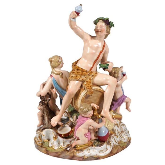 bacchanal with wine barrel group attributed to kaendler meyer for meissen germany 1870s 1