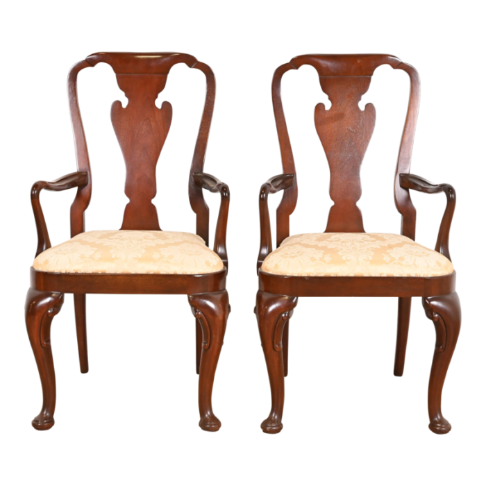 baker furniture historic charleston queen anne carved mahogany dining armchairs pair 4715