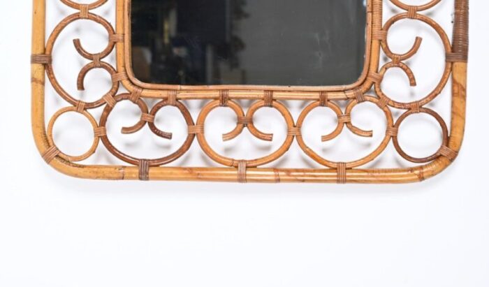 bamboo and rattan rectangular wall mirror italy 1970s 13