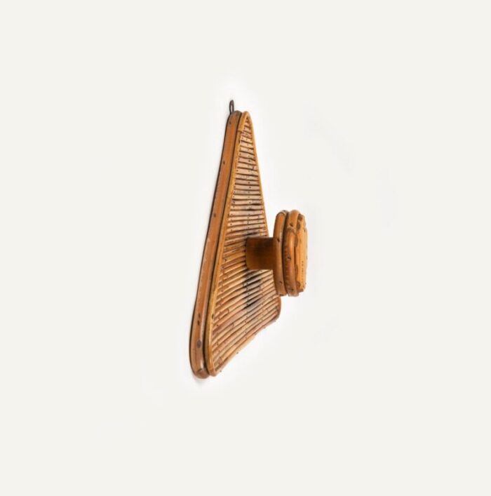 bamboo and rattan triangular coat rack stand in the style of vivai del sud italy 1960s 5