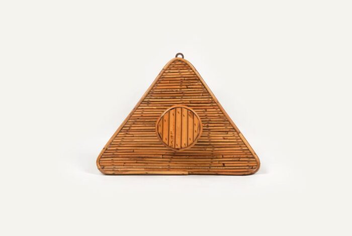 bamboo and rattan triangular coat rack stand in the style of vivai del sud italy 1960s 6