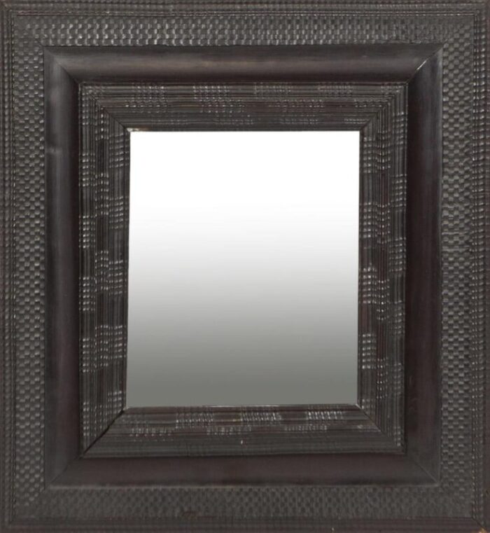 baroque mirror with ebonized and curly wood frame 18th century 5137