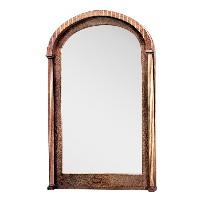 biedermeier burl ash inlaid arch top wall mirror 8418