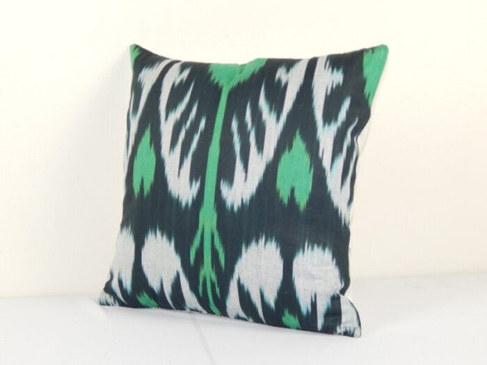 blue handmade decorative uzbekistan ikat square pillow cushion cover 4