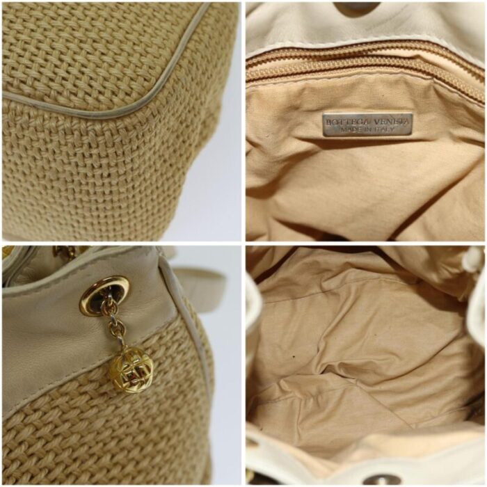 bottega veneta shoulder bag straw beige auth 75697 3675