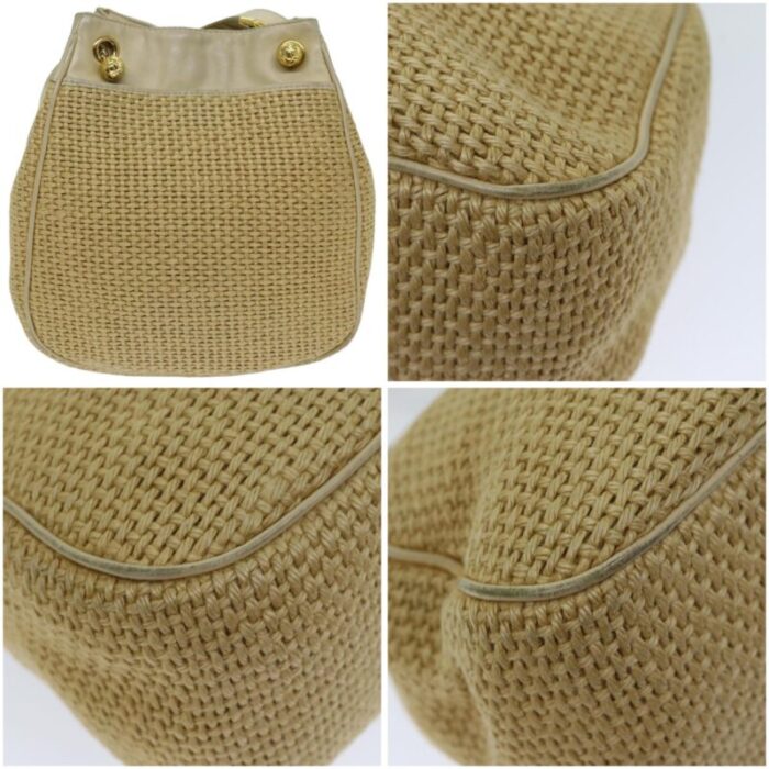 bottega veneta shoulder bag straw beige auth 75697 8119