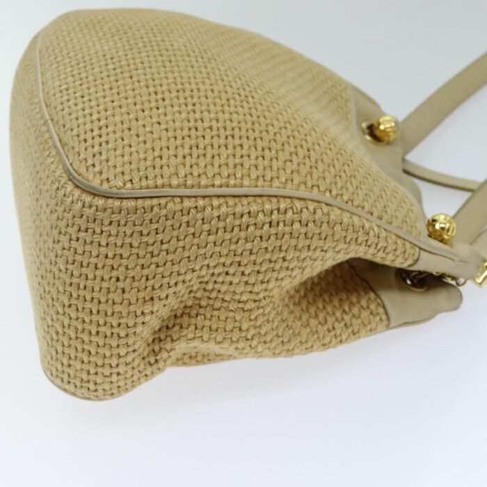 bottega veneta shoulder bag straw beige auth 75697 8312