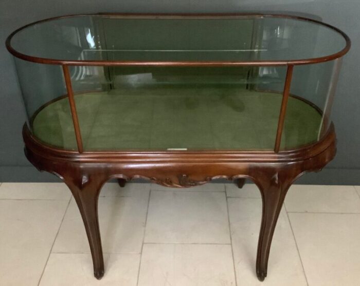 bow ended mahogany shop display cabinet 4336