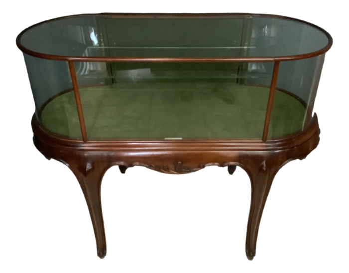 bow ended mahogany shop display cabinet 7944