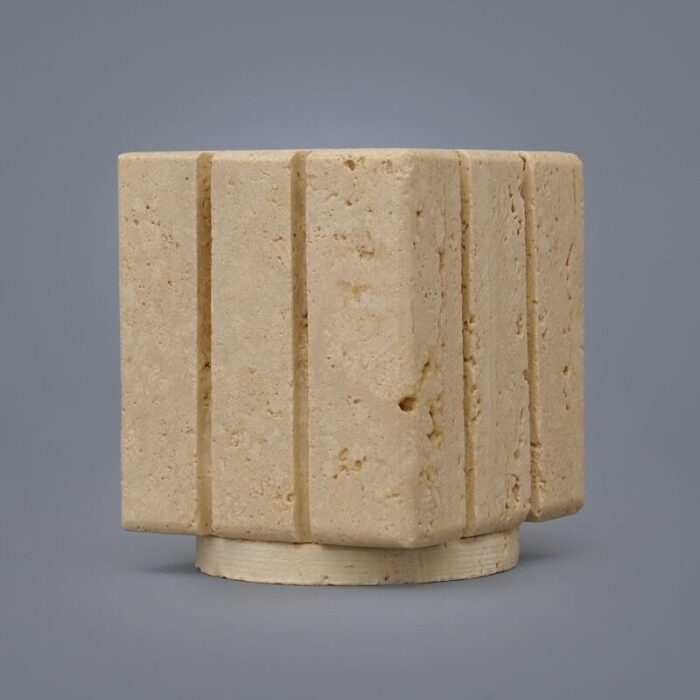 box pen holder and paperweight in travertine 1970s set of 3 10