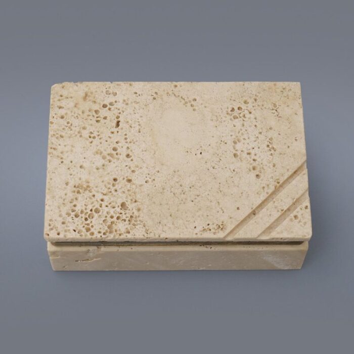 box pen holder and paperweight in travertine 1970s set of 3 7