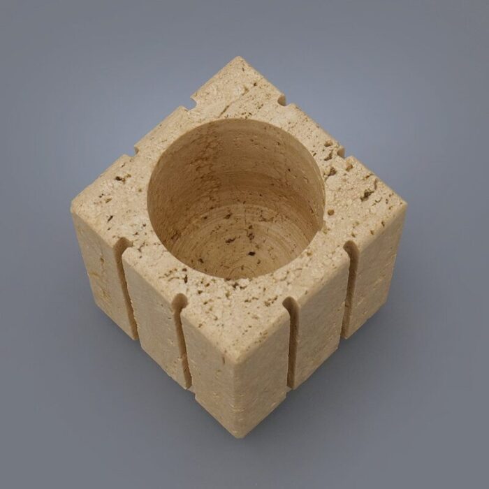 box pen holder and paperweight in travertine 1970s set of 3 9