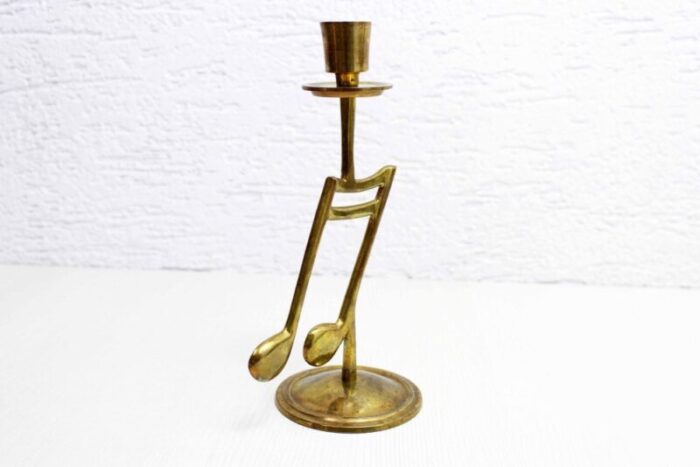 brass music note candleholder 1970s 4