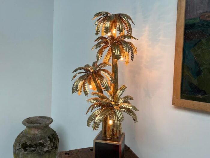 brass palm tree table lamp with 4 trunks 2428