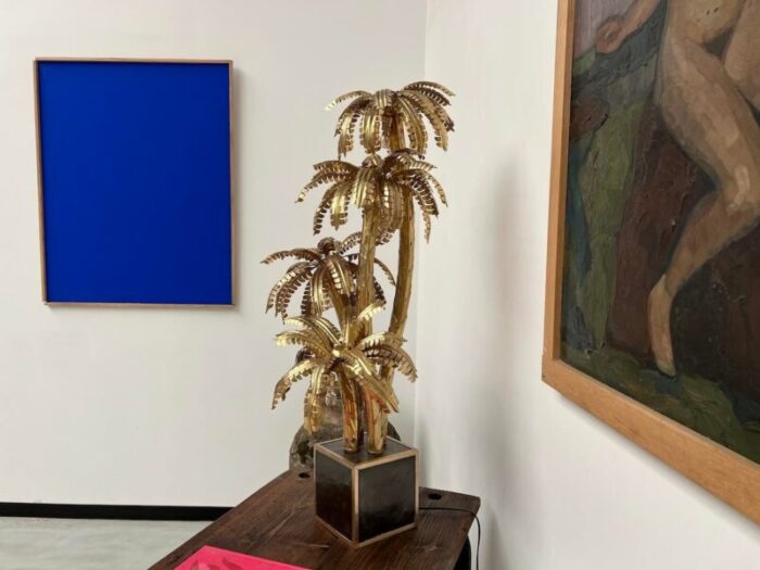 brass palm tree table lamp with 4 trunks 4456