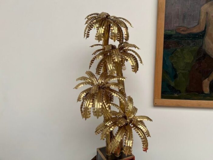 brass palm tree table lamp with 4 trunks 8859