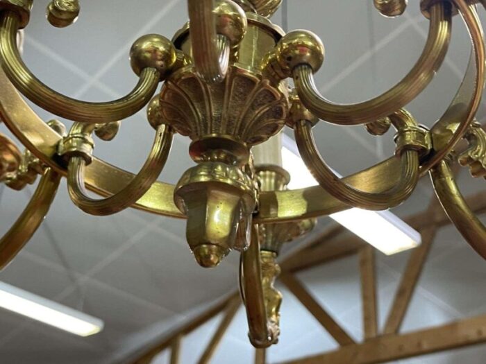 bronze chandelier with 6 lights 1950s 2667