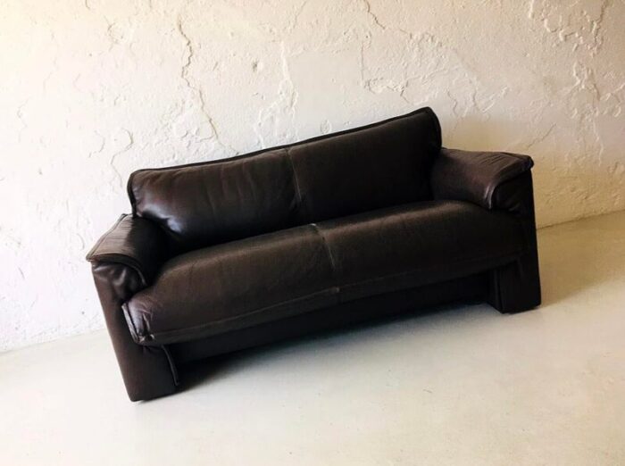 brown buffalo leather sofa from leolux 1970s 2004