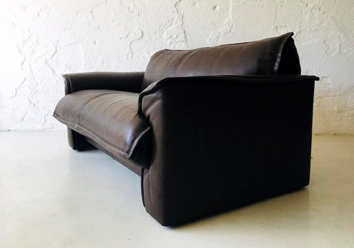 brown buffalo leather sofa from leolux 1970s 4789