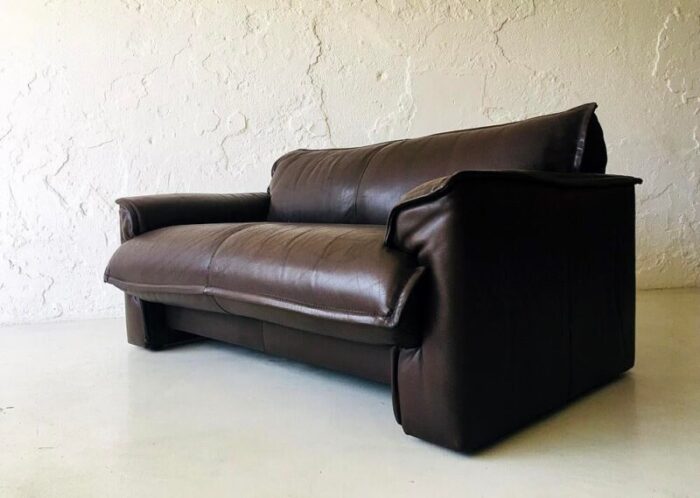 brown buffalo leather sofa from leolux 1970s 8142