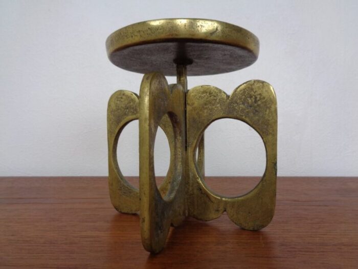 brutalist bronze candle holder 1960s 2