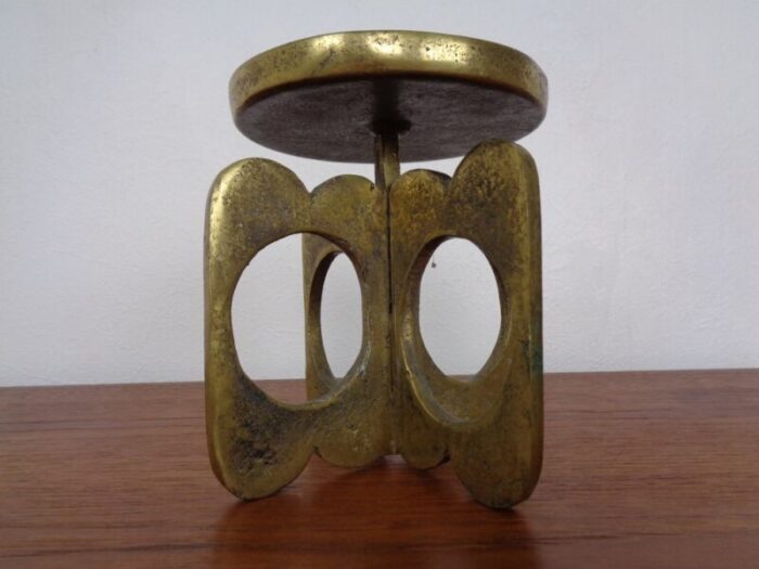 brutalist bronze candle holder 1960s 3