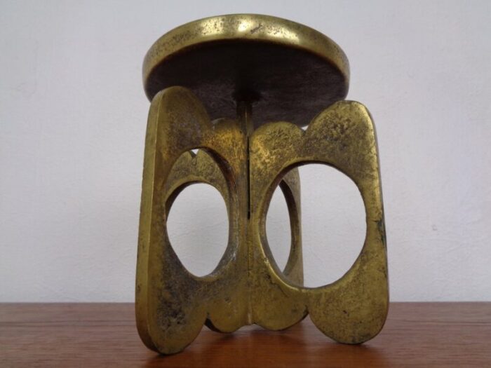 brutalist bronze candle holder 1960s 6