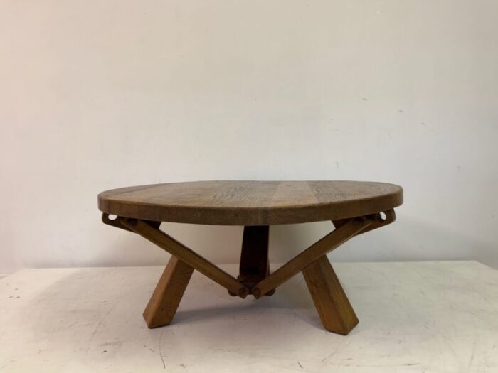 brutalist dutch circular coffee table in oak 1960s 2013