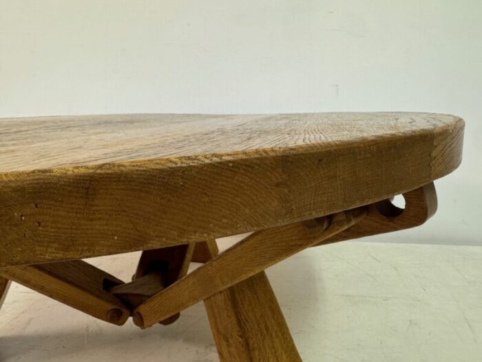 brutalist dutch circular coffee table in oak 1960s 2962