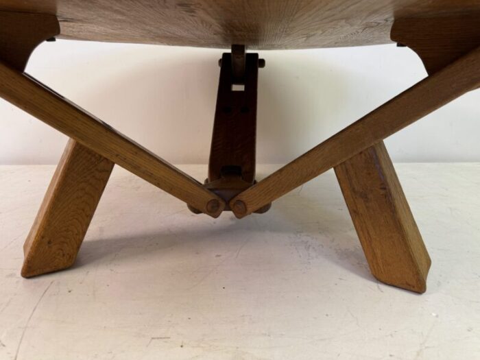 brutalist dutch circular coffee table in oak 1960s 5649