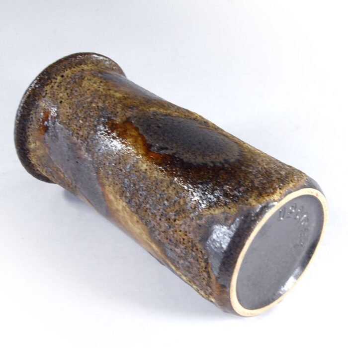 brutalist fat lava ceramic tube vase from rusch 1960s 2