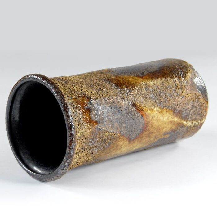 brutalist fat lava ceramic tube vase from rusch 1960s 5