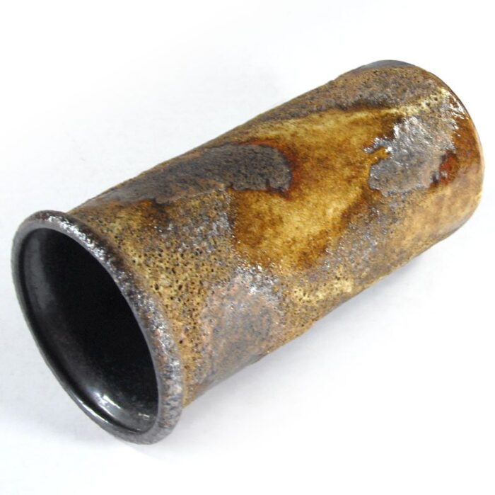 brutalist fat lava ceramic tube vase from rusch 1960s 6