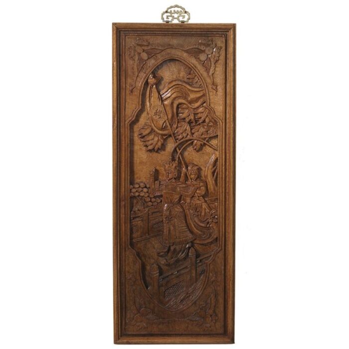 camphor wood panel in carved relief 1