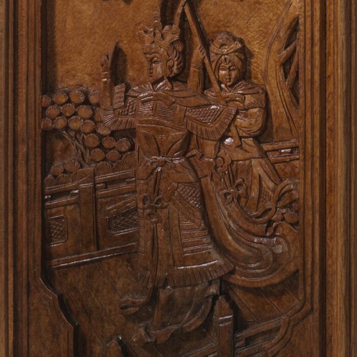 camphor wood panel in carved relief 3