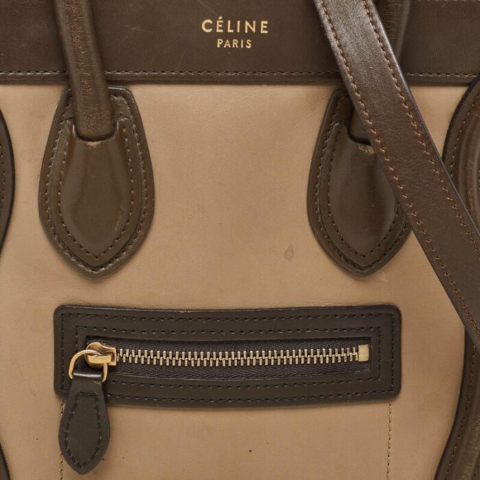 celine greenbeige leather nano luggage tote 1862