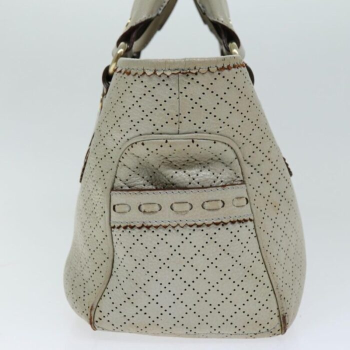 celine hand bag leather beige auth 74693 6054